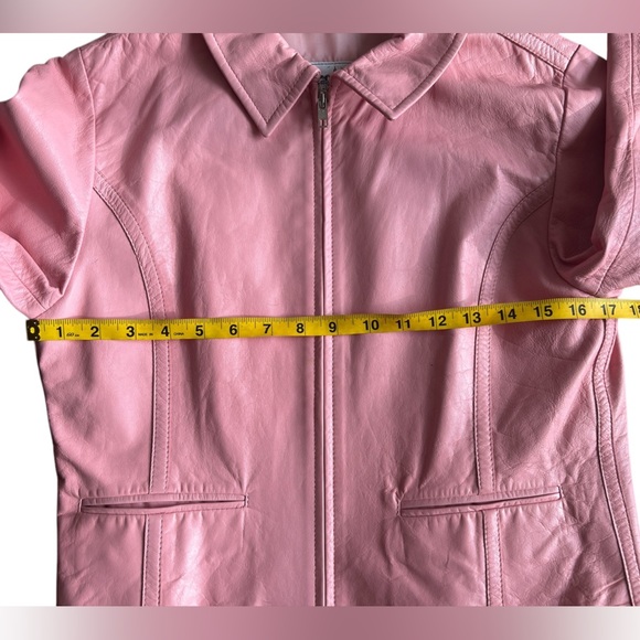 Vecchio Ponte Pink Lambskin Leather Jacket Italian Made Genuine Leather Size 16Y - Picture 3 of 6